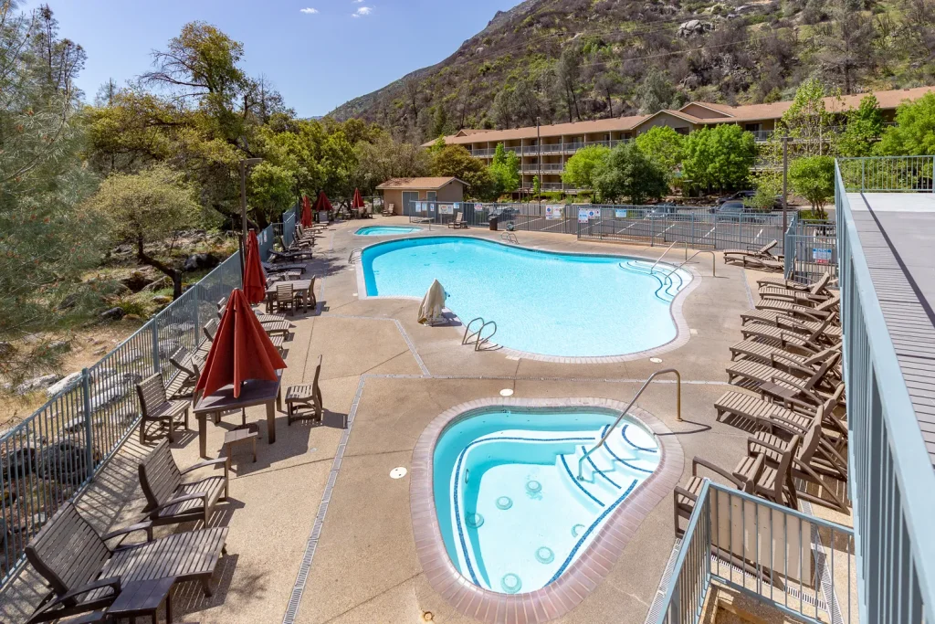 Pool and spa drone shot