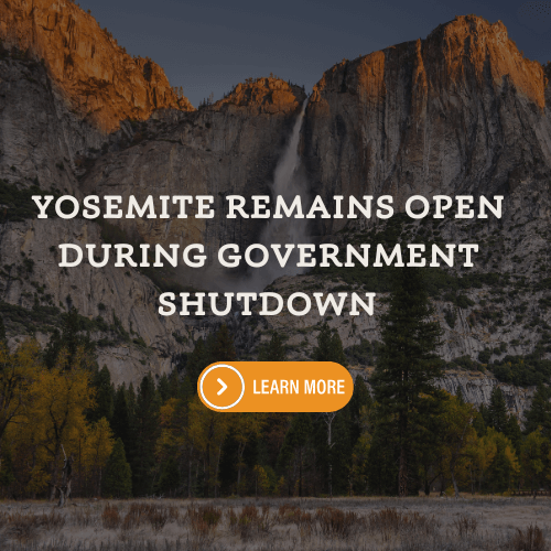 popup wit image of yosemite and text about government shutdown