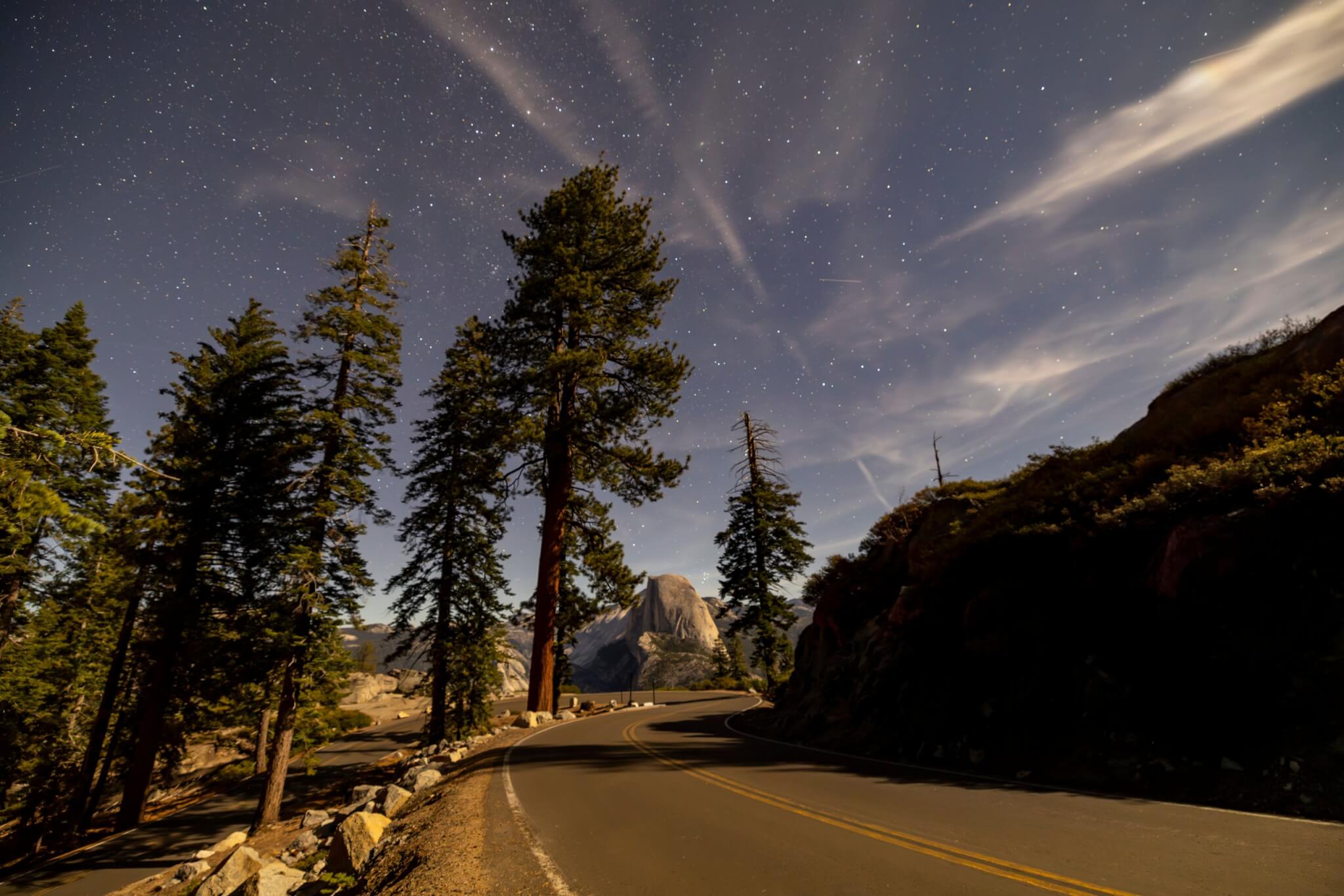 tioga pass at sunset or dusk